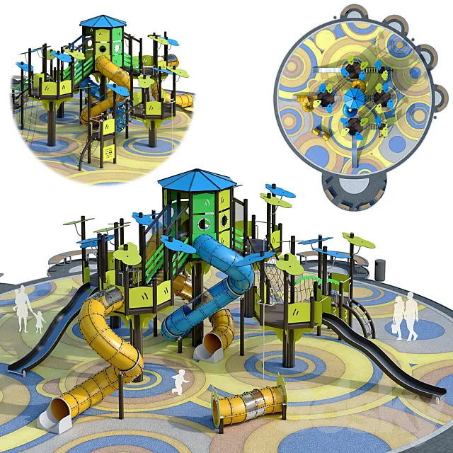 Large children playground. Playground 3D Model