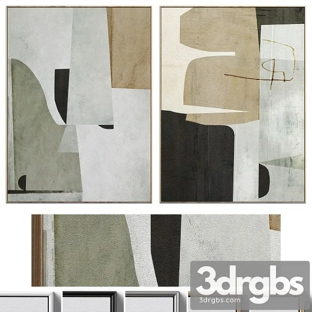 Large Mid Century Abstract Neutral Wall Art C 410 3D Model Free
