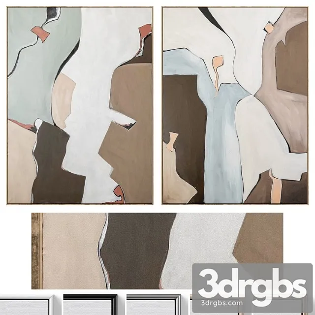 Large Mid Century Abstract Neutral Wall Art C 871 3D Model Free