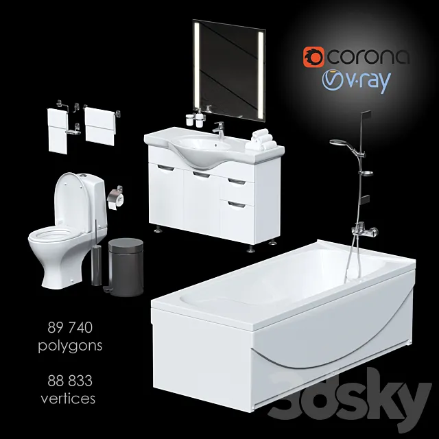 Large set for bathrooms 3D Model