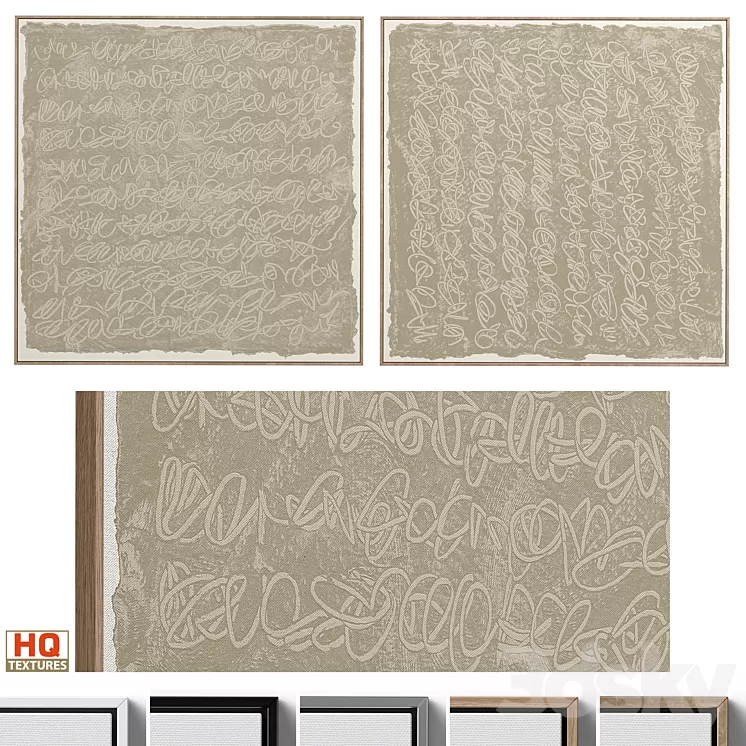 Large Textural Abstract Neutral Wall Art C-401 3D Model