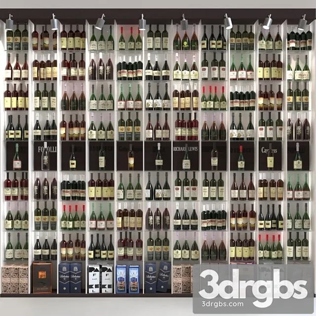 Large wine cabinet with collection wine. alcohol 3D Model Free