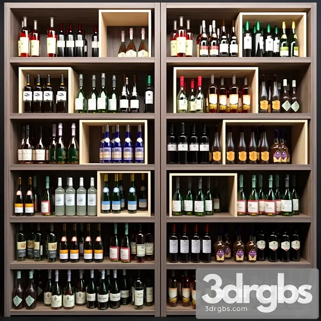 Large wine cabinet with sparkling wine. wine collection 2 3D Model Download