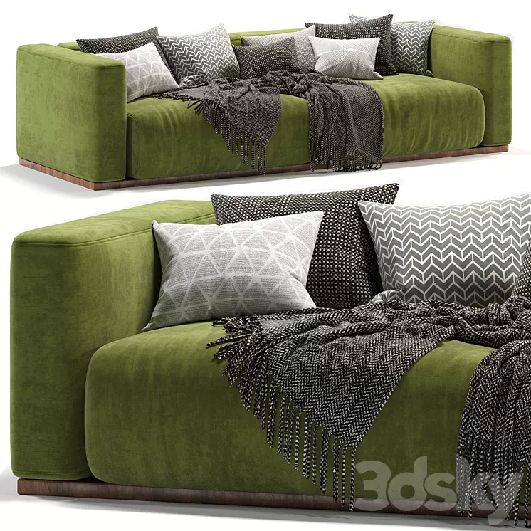 Lario Flexform double sofa-green 3D Model Free