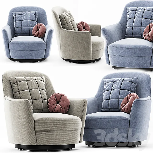 Larkin Upholstered Swivel Armchair 3D Model