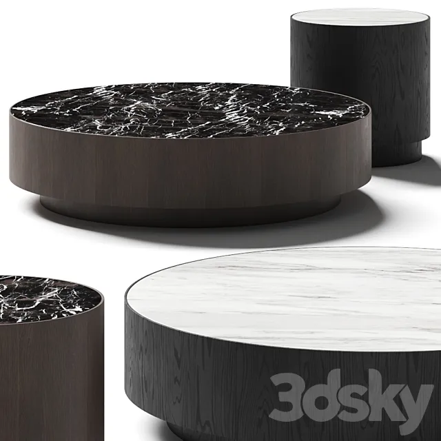 Laskasas Gold Coffee & Side Table 3D Model