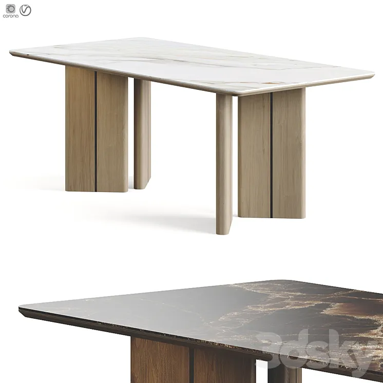 Laskasas Ponza Dining Table 3D Model Free