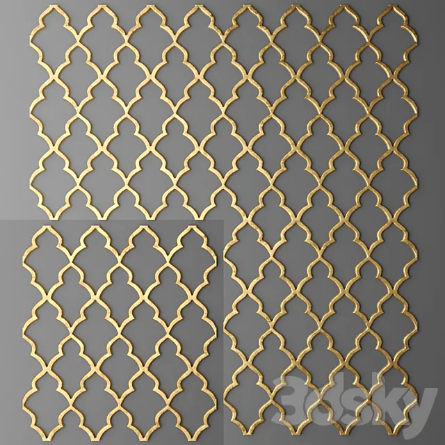 Lattice. panel. luxury. wall decor. golden 3DModel