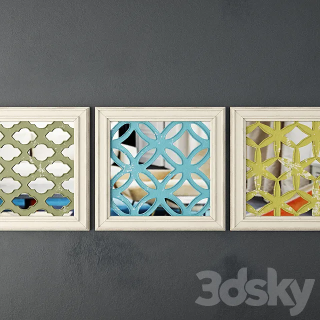 Lattice Square Wood Panel Wall Art 3DModel