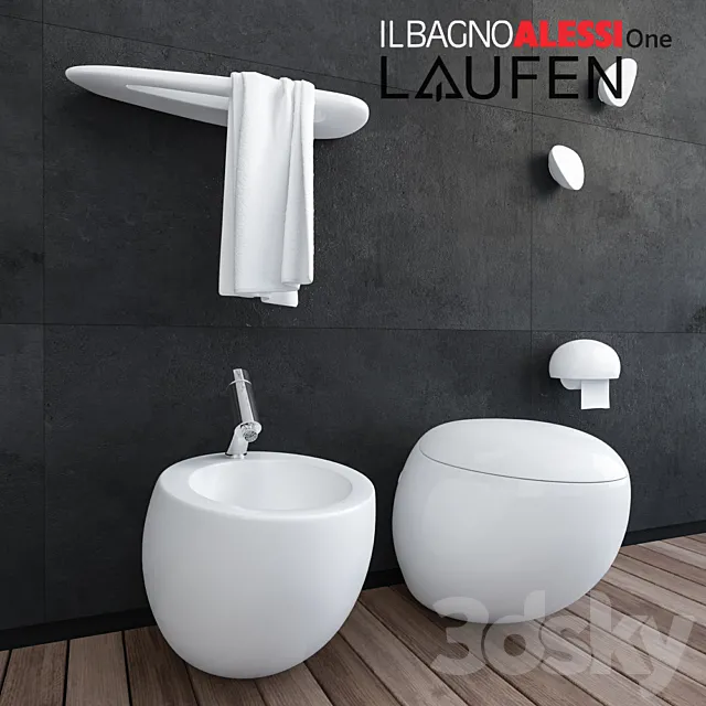 Laufen Il Bagno Alessi One toilet. bidet and accessories 3DModel