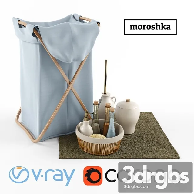 Laundry Basket and Accessories 3D Model Free