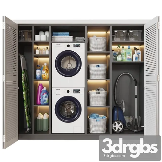 Laundry Set 01 3D Model Free