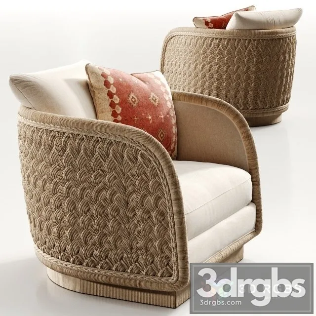 Laura Kirar Coastal Braided Swivel Louge Armchair 3D Model Free