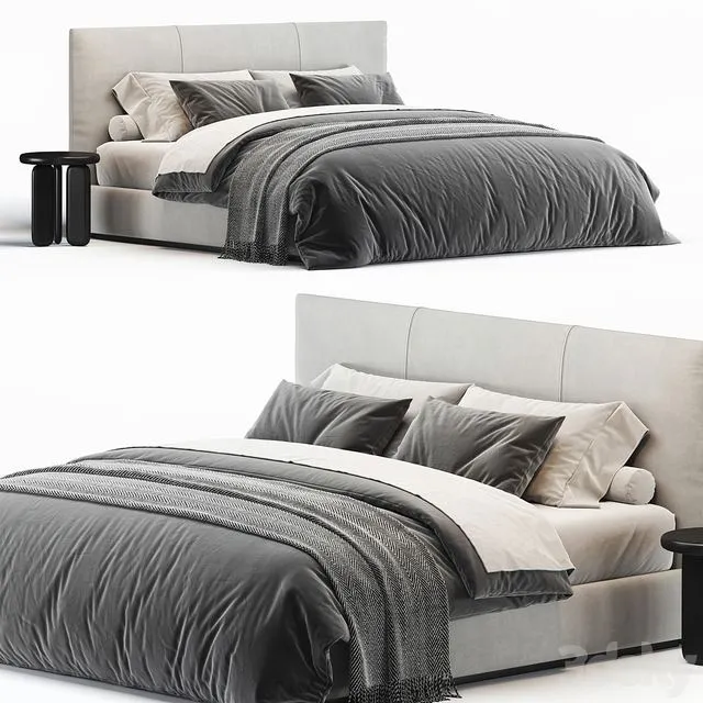 Laurent Upholstered Bed 3D Model