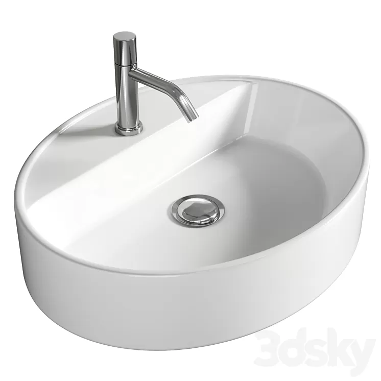 Lavabo da appoggio con foro rubinetto Londra ovale 50 Olympia 3D Model Free