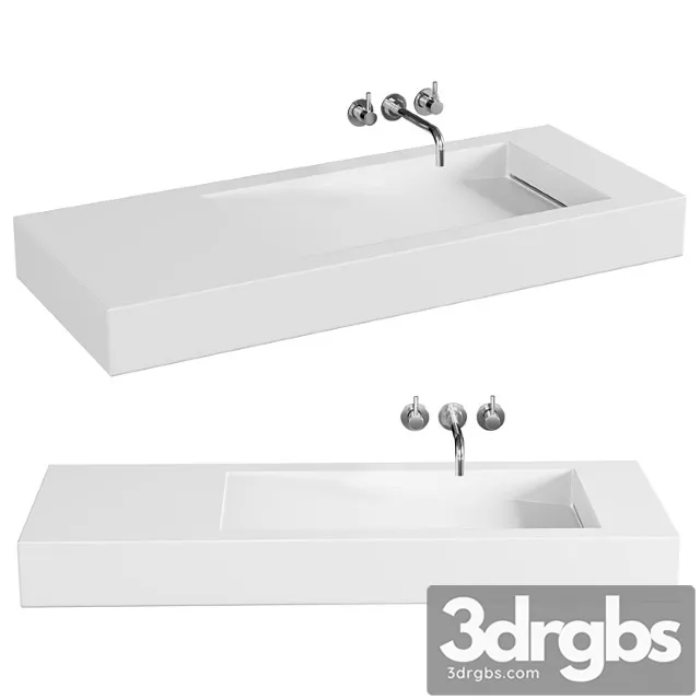Lavabo Suspendu Solid Surface Blanc Mat 120x50 Cm Feel 3D Model Free
