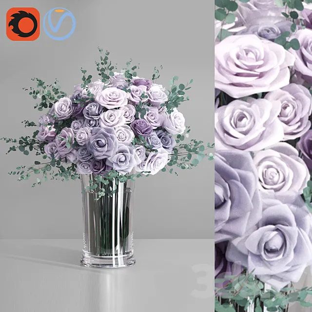 Lavender Europe Roses Bouquet 3DModel
