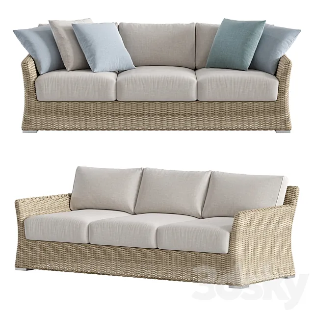 Lavita Outdoor _ Savannah Outdoor Wicker Three Seater Sofa 3D Model