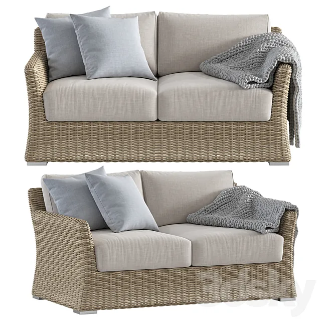 Lavita Outdoor _ Savannah Outdoor Wicker Two Seater Sofa 3D Model
