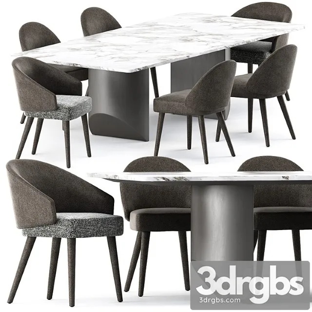 Lawson dining chair and wedge dining table by minotti 2 3D Model Free
