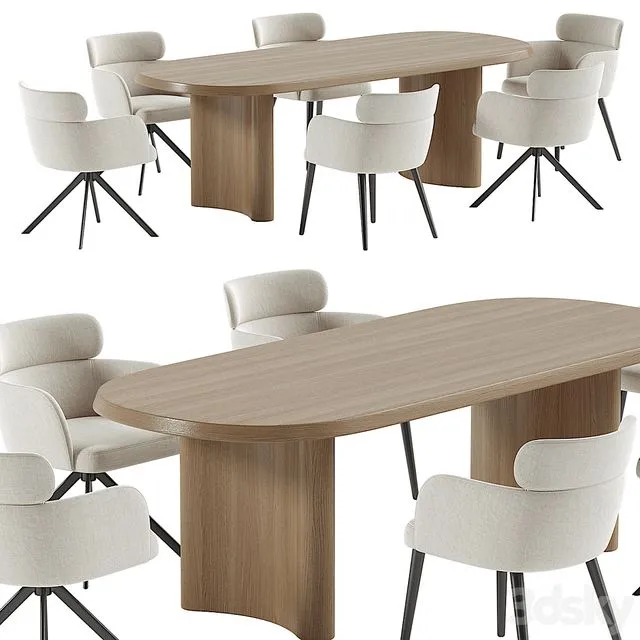 LAY armchair & ALTURA Dining Table 3D Model