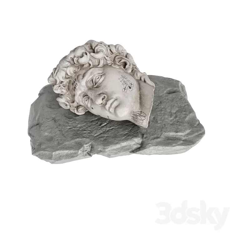 Laying David face 3D Model Free