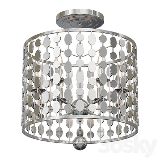 Layla 6 Light Antique Silver Chandelier 3D Model