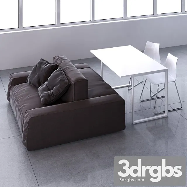Layout Isolagiorno Easy Sofa And Slim Xs Table 3D Model Free