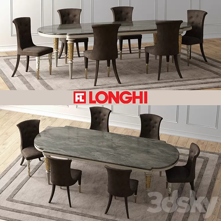 LAYTON Marble Table & MARION Chairs 3D Model