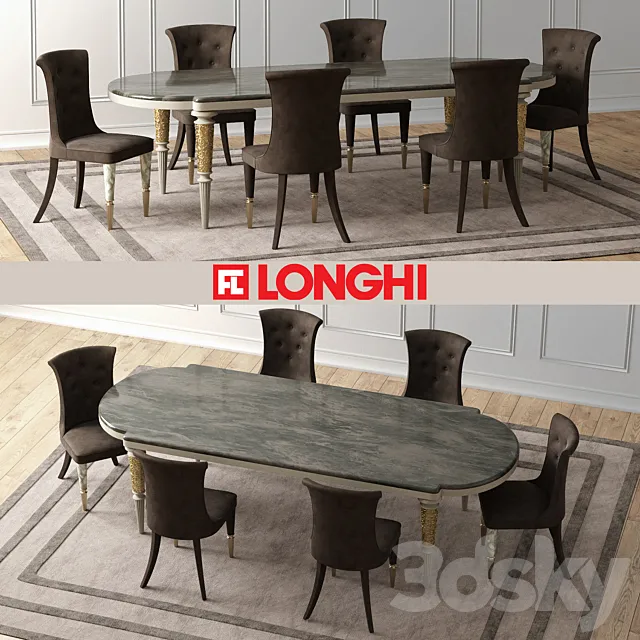 LAYTON Marble Table & MARION Chairs 3DModel