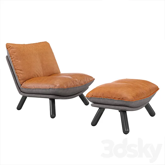 Lazy Sack lounge chair & hocker 3D Model