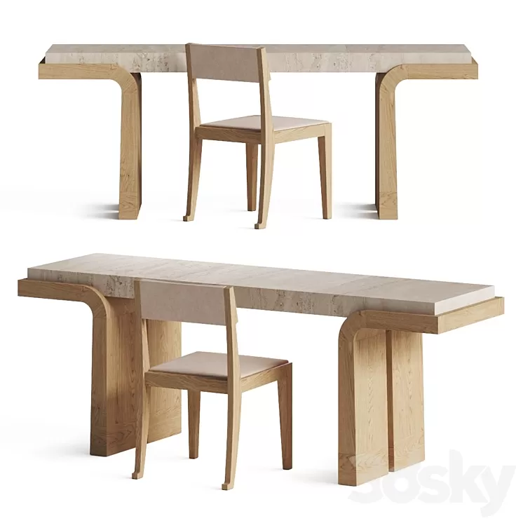 Le Cann Thalie Desk and Poly Chair 3D Model