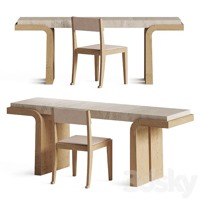 Le Cann Thalie Desk and Poly Chair 3DModel