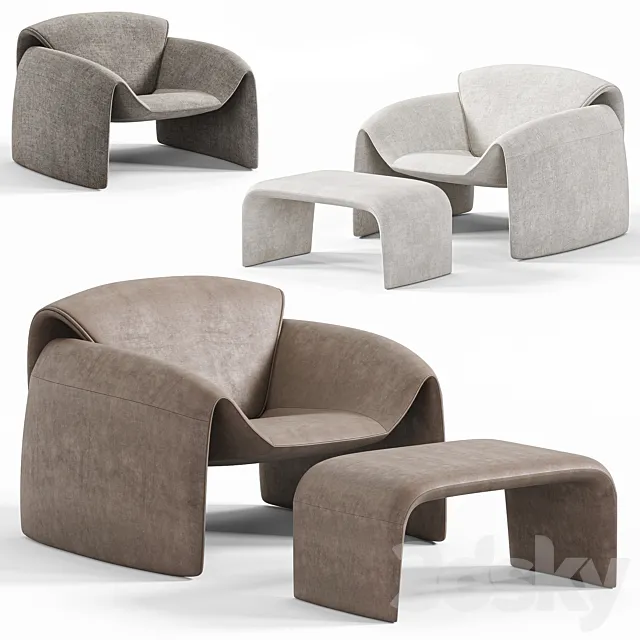 Le Club Armchair By Poliform 3D Model