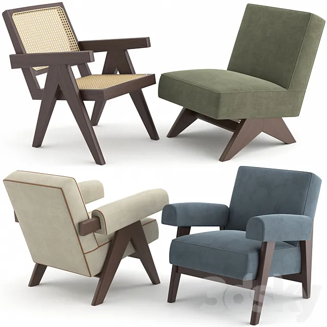 Le Corbusier and Pierre Jeanneret Lounge Chairs Free Download