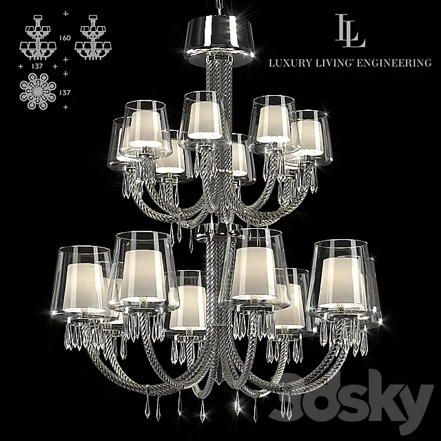 Le Notre Chandelier 16 lights 3D Model