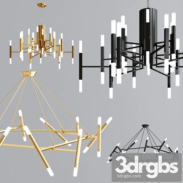 Le Petite And Nordic Chandelier Collection 1 3D Model Free