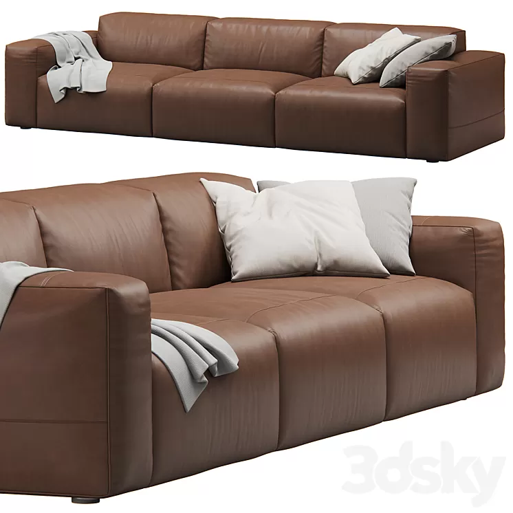 Leather 3seat Cloud Sofa by Prostoria 3D Model