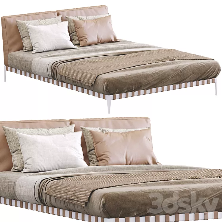 Leather Bed Gregory By Flexform 3D Model