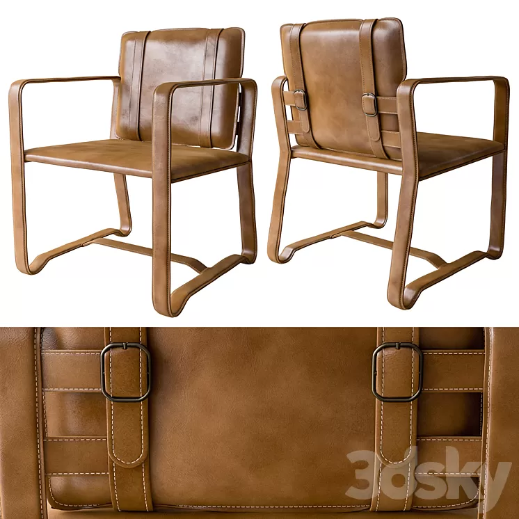 Leather Belt Camel Chair 3D Model