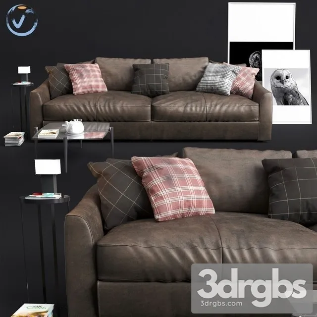 Leather Brown Sofa 3D Model Free