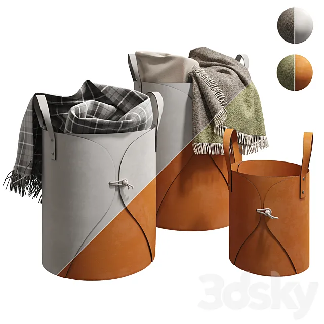 Leather folding laundry and storage basket 001 Free Download