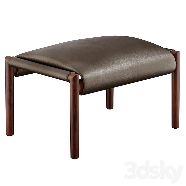 Leather footstool by Poltrona Frau 3D Model Free