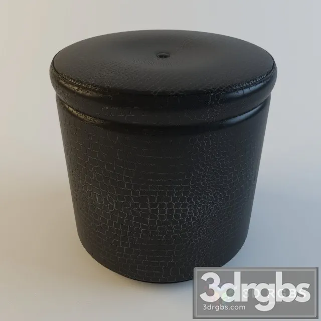 Leather Gray Pouf 3D Model Free