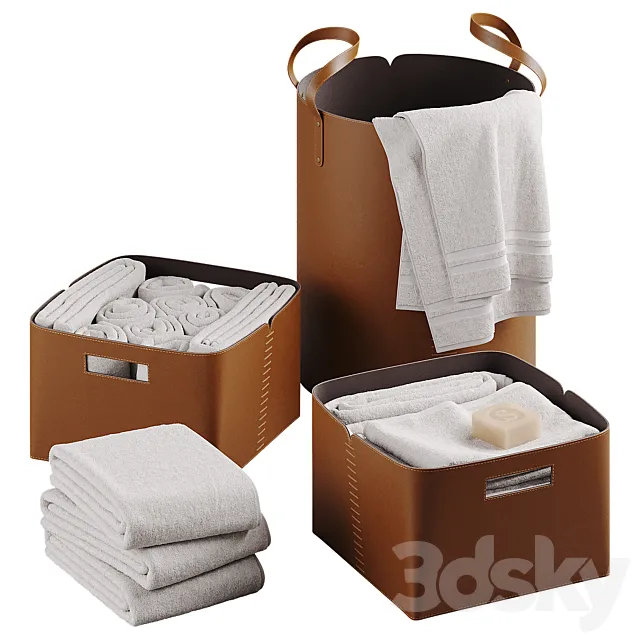Leather laundry baskets 3D Model