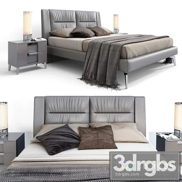 Leather Modern Bed 3D Model Free