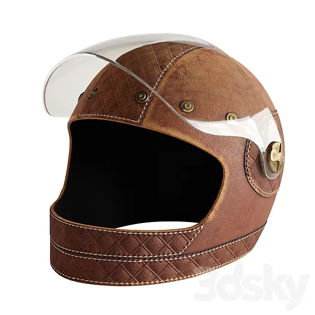 Leather moto helmet 3 3DModel