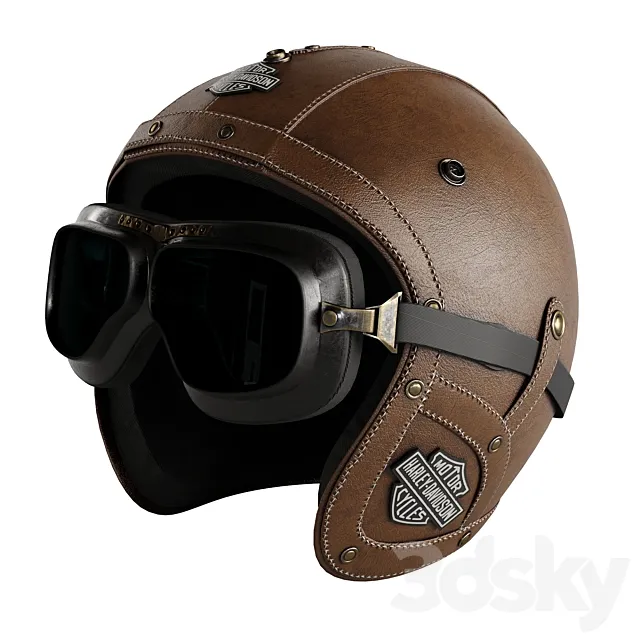 Leather moto helmet 3D Model