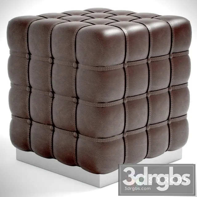 Leather Ottoman 02 3D Model Free