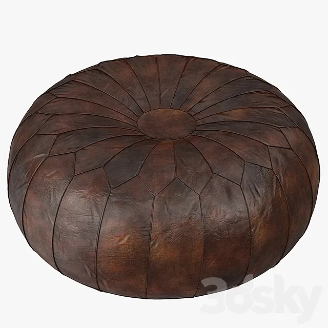 Leather Pouf Ottoman 3D Model